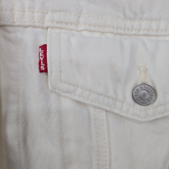 Levi’s White Denim Trucker Jacket NWT Graphic 90s Birthday Trucker Size Large - Picture 3 of 16